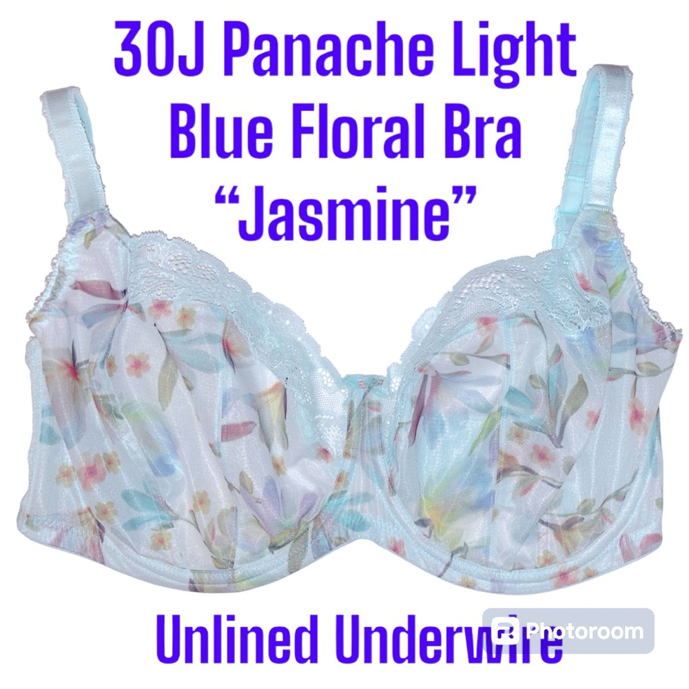 30M (US) Panache Jasmine 6951 Pale Blue Floral Underwire Unlined Lace UK 30J - Picture 13 of 13
